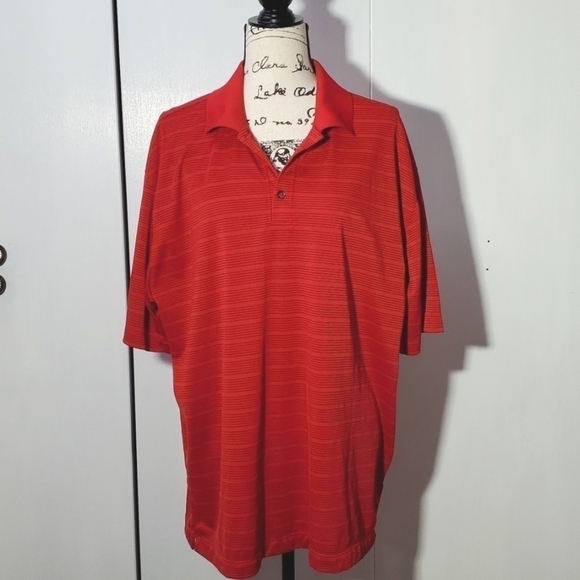 Nike- Mens Nike Golf Dri-fit Red/Black Stripe Button Polo Sz. XL - Picture 1 of 6